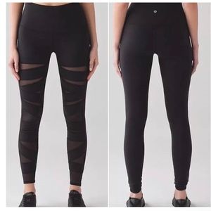 Lululemon Black Wunder Under Pant High Rise Se Mesh Size 6 Activewear Bottoms